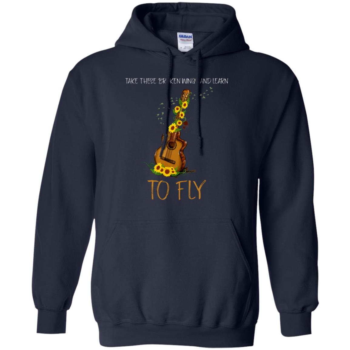 Take These Broken Wings And Learn To Fly Guitar Quote Shirt Navy