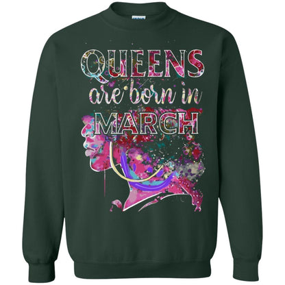 Birthday T-shirt Queens Are Born In March Forest Green