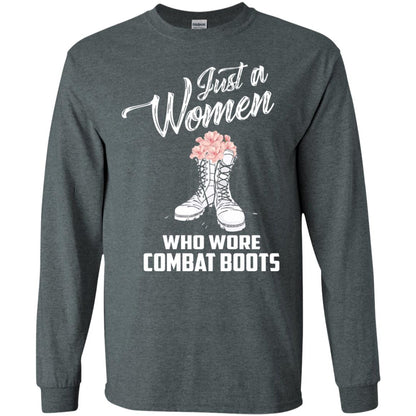 Just A Woman Who Wore Combat Boots Female Veteran T-shirt Dark Heather