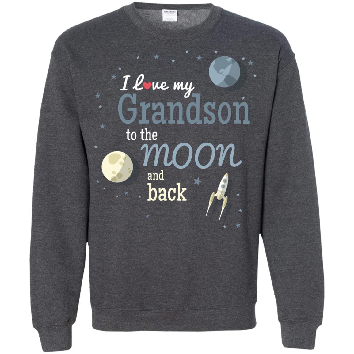 I Love My Grandson To The Moon And Back Grandparents Shirt Dark Heather