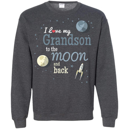 I Love My Grandson To The Moon And Back Grandparents Shirt Dark Heather