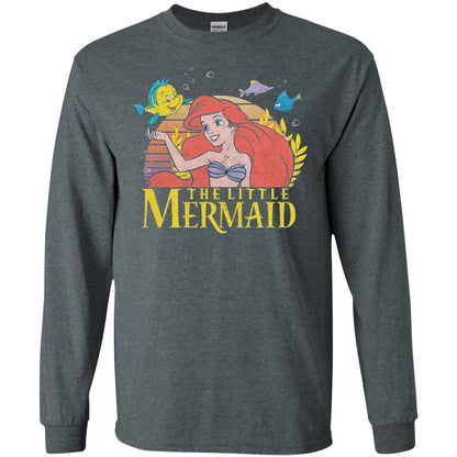 Cartoon T-shirt Mermaid Ariel Flounder Dark Heather