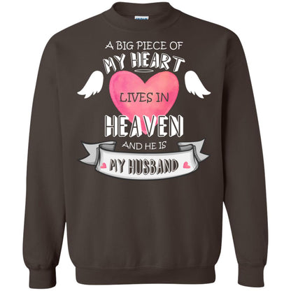 A Big Piece Of My Heart Lives In Heaven And He Is My Husband Shirt Dark Chocolate