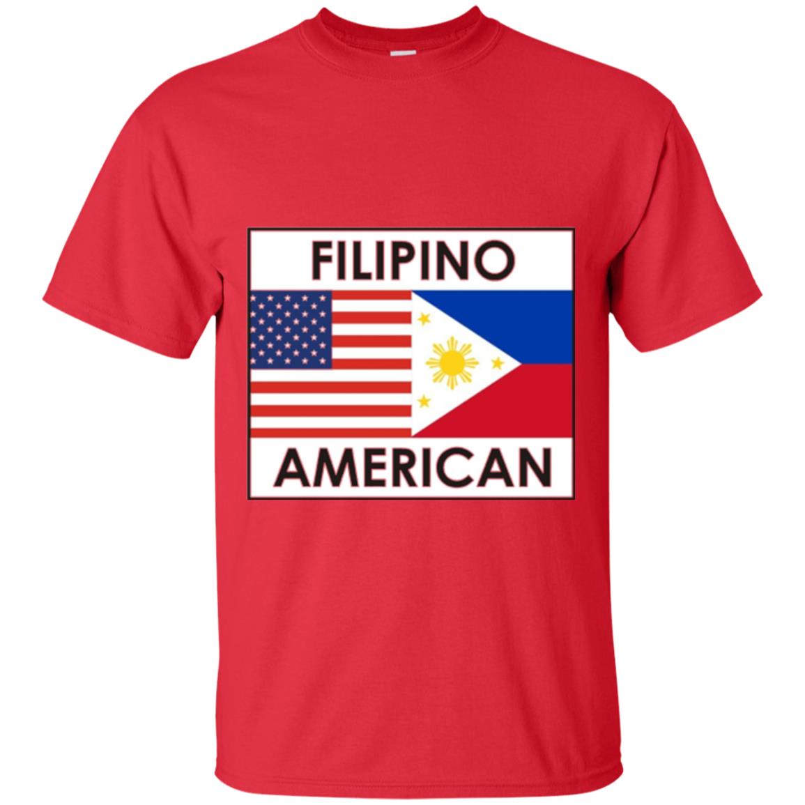 Filipino American T-shirt Philippines Usa Flags Red