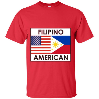 Filipino American T-shirt Philippines Usa Flags Red