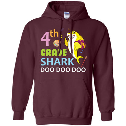 4th Grade Shark Doo Doo Doo Back To School T-shirt Maroon