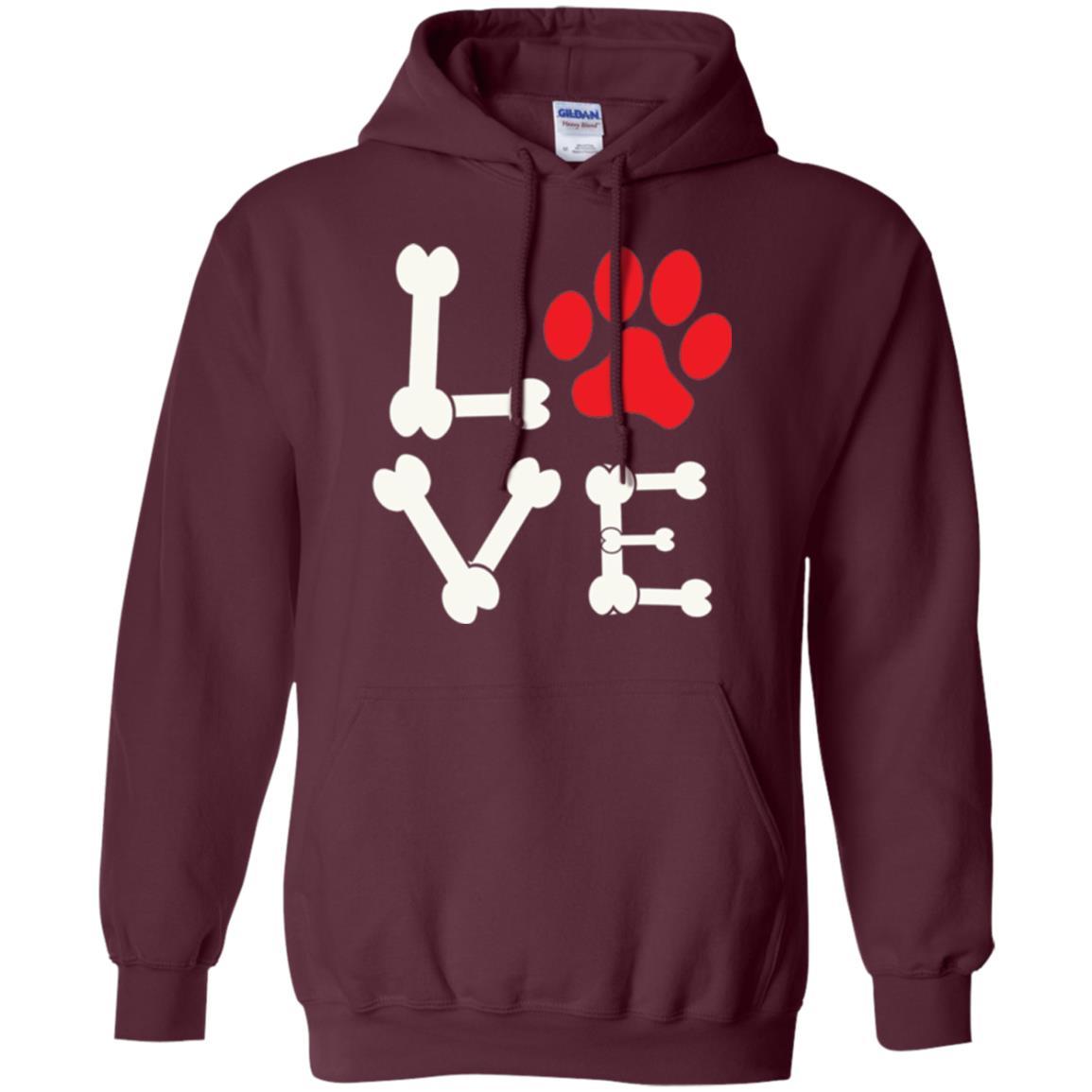 Dog Lover T-shirt Love My Dog Red Pawprint Maroon