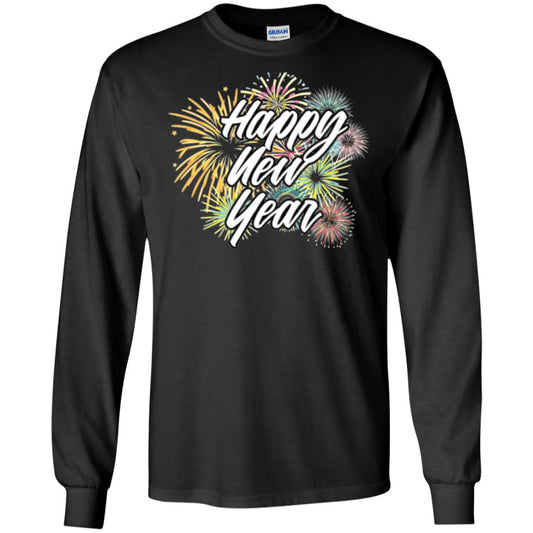 Happy New Year T-shirt Fireworks Black