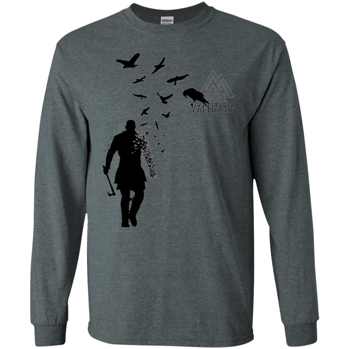 Vikings Axe Ragnar Lothbrok Flock Of Ravens Valhalla Symbol T-shirt Dark Heather