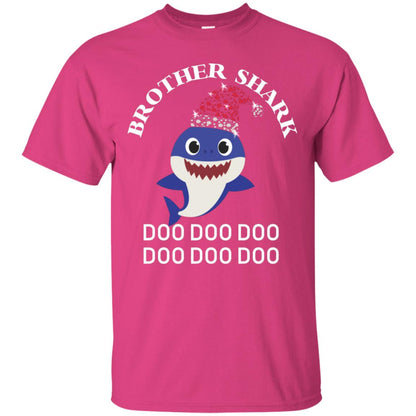 Brother Shark With Santa Claus Hat Merry X-mas Family Shark Gift Shirt Heliconia