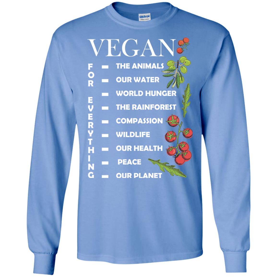 Vegetarian T-shirt Vegan For Everything Carolina Blue