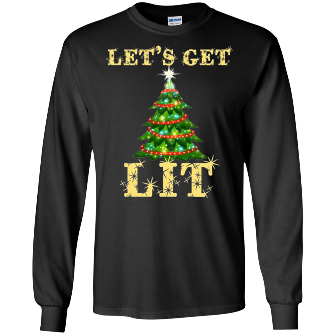 Christmas T-shirt Let_s Get Lit Black