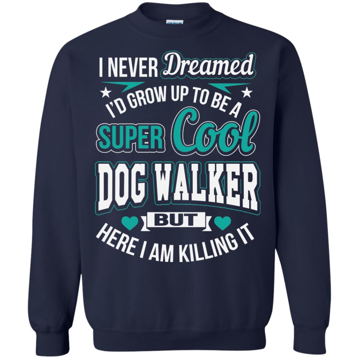 Funny Dog Walker T-shirt Super Cool Dog Walker Navy