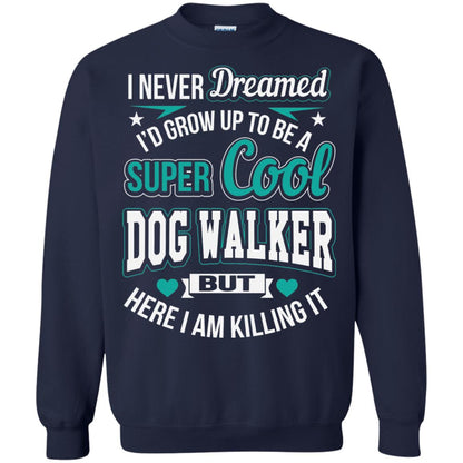 Funny Dog Walker T-shirt Super Cool Dog Walker Navy