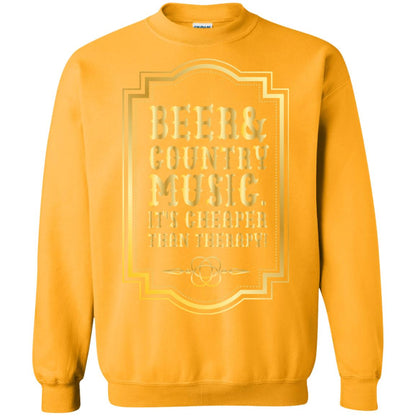 Beer Country Music Its Cheaper Than Therapy Beer Lover Shirt Gold