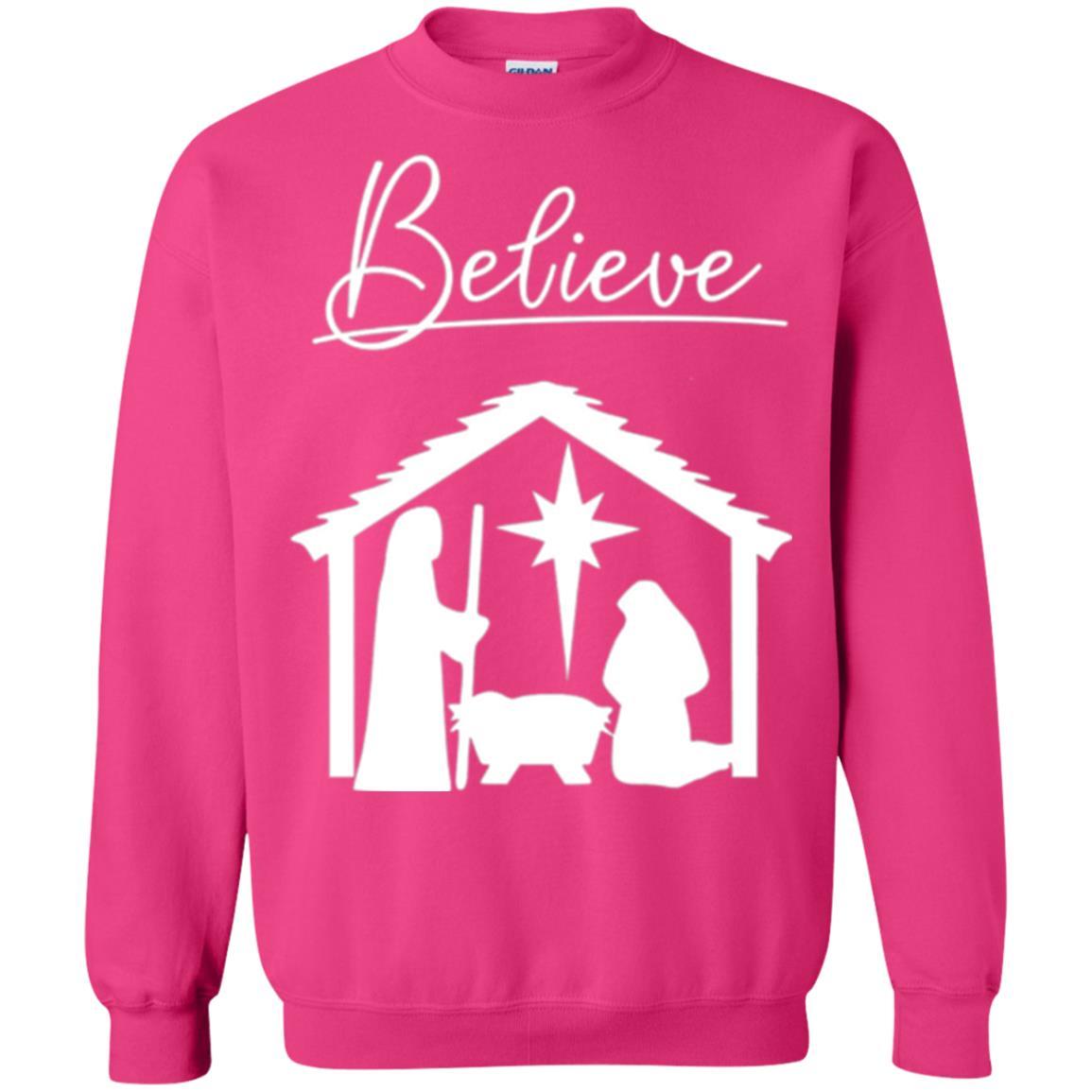 Christian Christmas T-shirt Believe Jesus Celebrate Heliconia