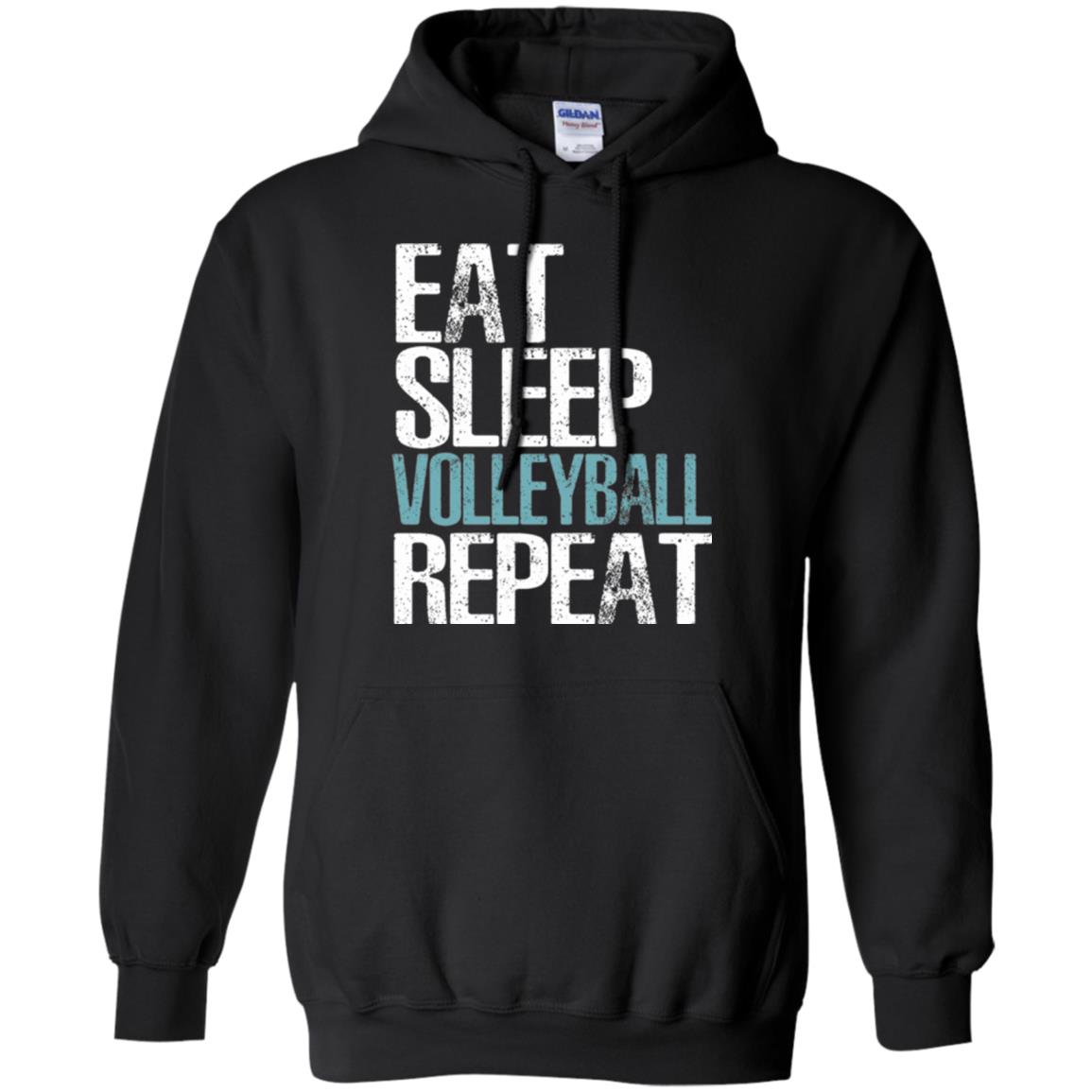 Volleyball T-shirt Eat Sleep Volleyball Repeat Black