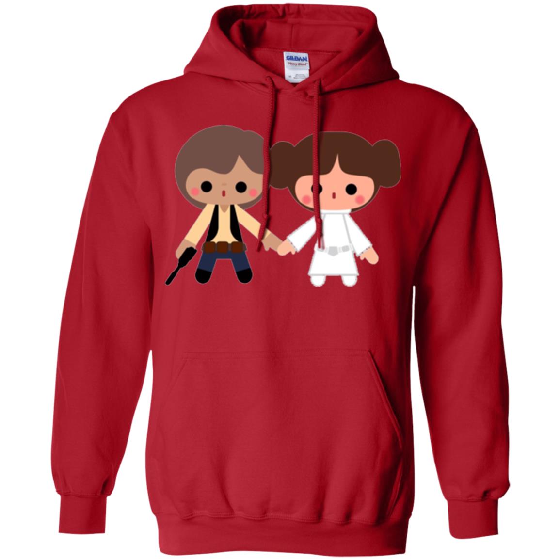 Cartoon T-shirt Han Solo Princess Leia Red