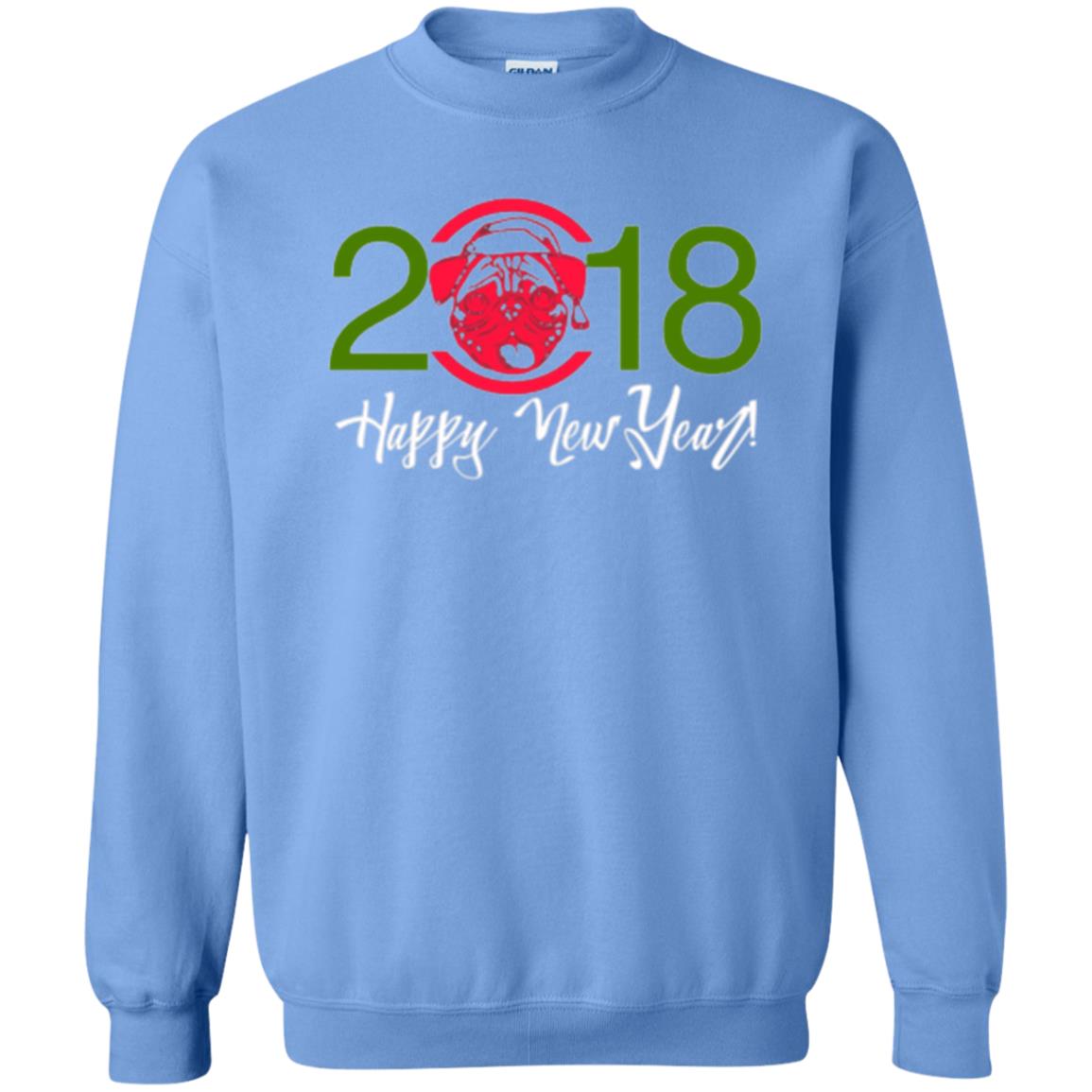 Dog Lovers T-shirt Happy New Year 2018 Carolina Blue