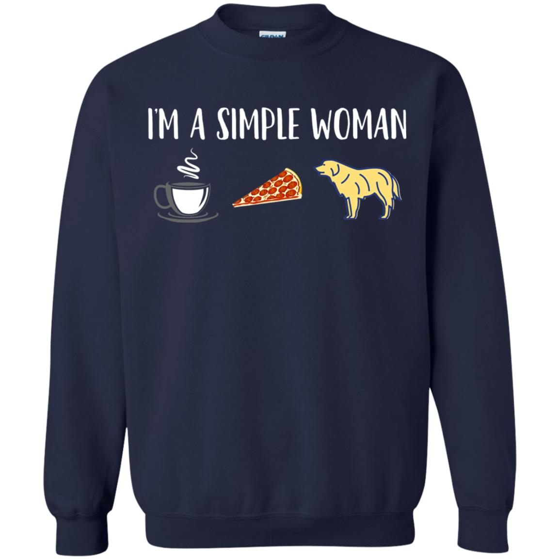 Im A Simple Woman Coffee Pizza Golden Retriever Lover Shirt Navy