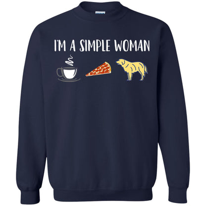 Im A Simple Woman Coffee Pizza Golden Retriever Lover Shirt Navy