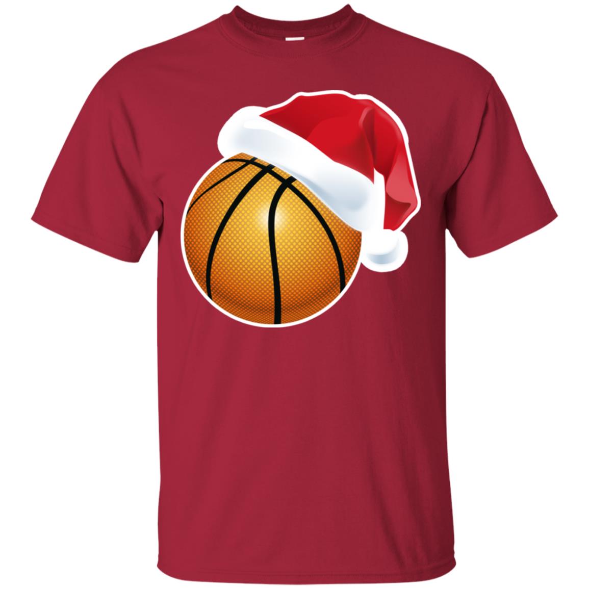 Basketball With Santa Claus Hat X-mas Shirt For Basketball Lovers Cardinal