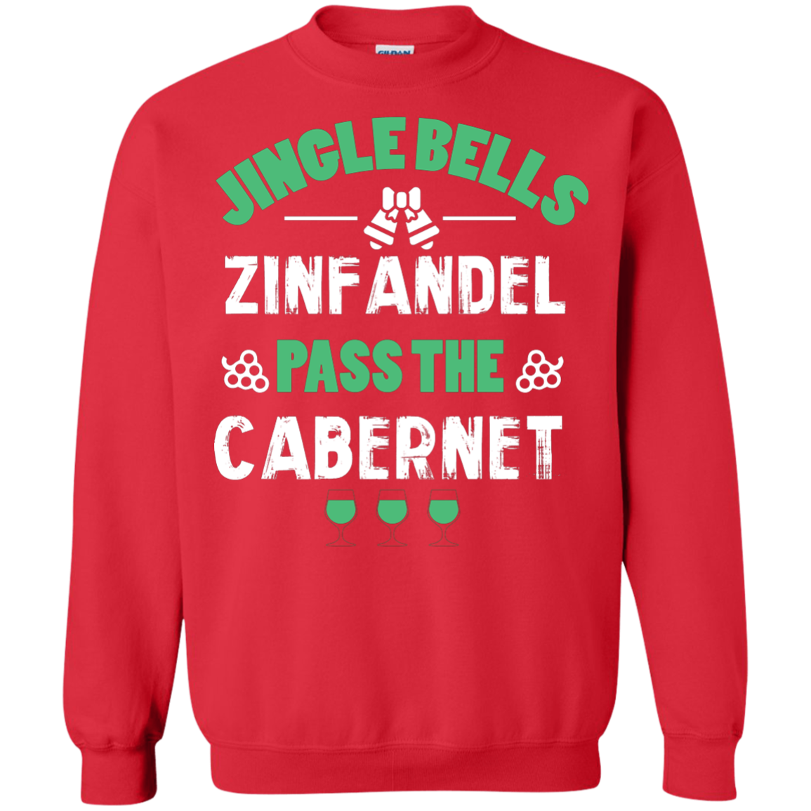 Christmas T-Shirt Jingle Bells Zinfandel Pass The Cabernet Red