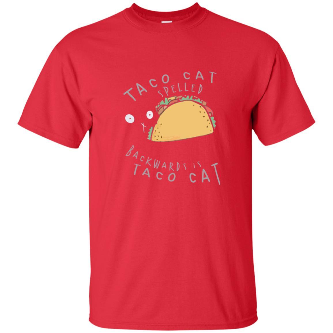 Cat Lovers T-shirt Taco Cat Spelled Backward Is Taco Cat Red