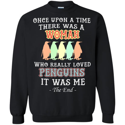 There Was A Woman Who Really Loved Penguins It Was Me Shirt Black