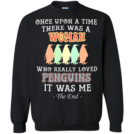 There Was A Woman Who Really Loved Penguins It Was Me Shirt Black
