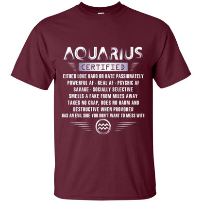 Aquarius Certified Either Love Hard T-shirt Maroon