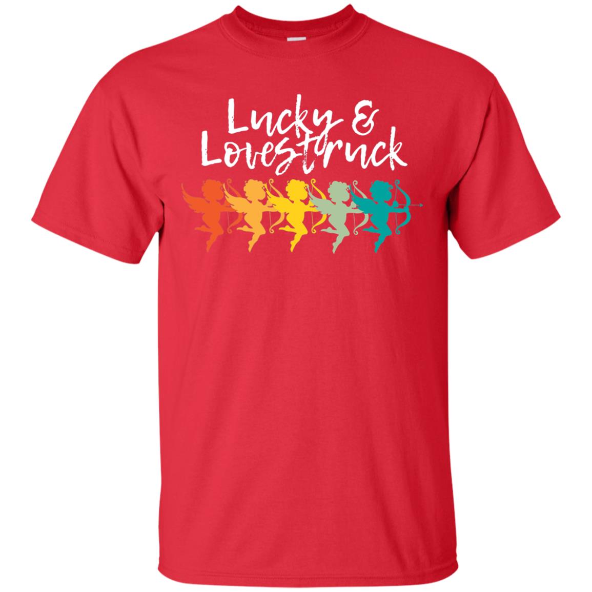 Vintage Retro Valentine_s Lucky Lovestruck Tshirt Red