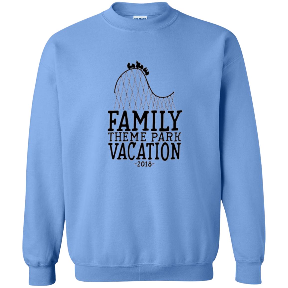 Family T-shirt Vacation 2018 Theme Park Roller Coaster Carolina Blue