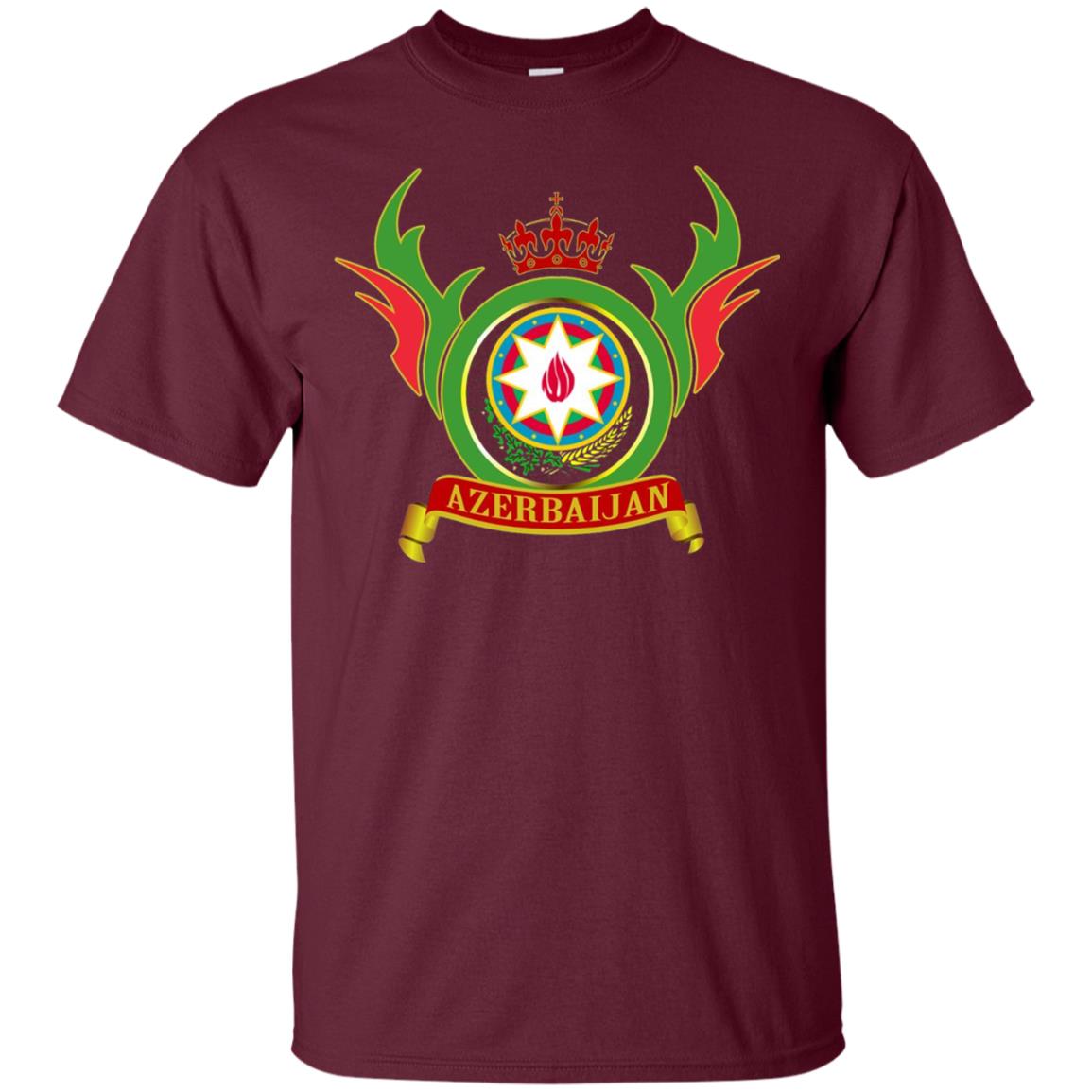 Azerbaijan Arms Coat Flag T-shirt Maroon