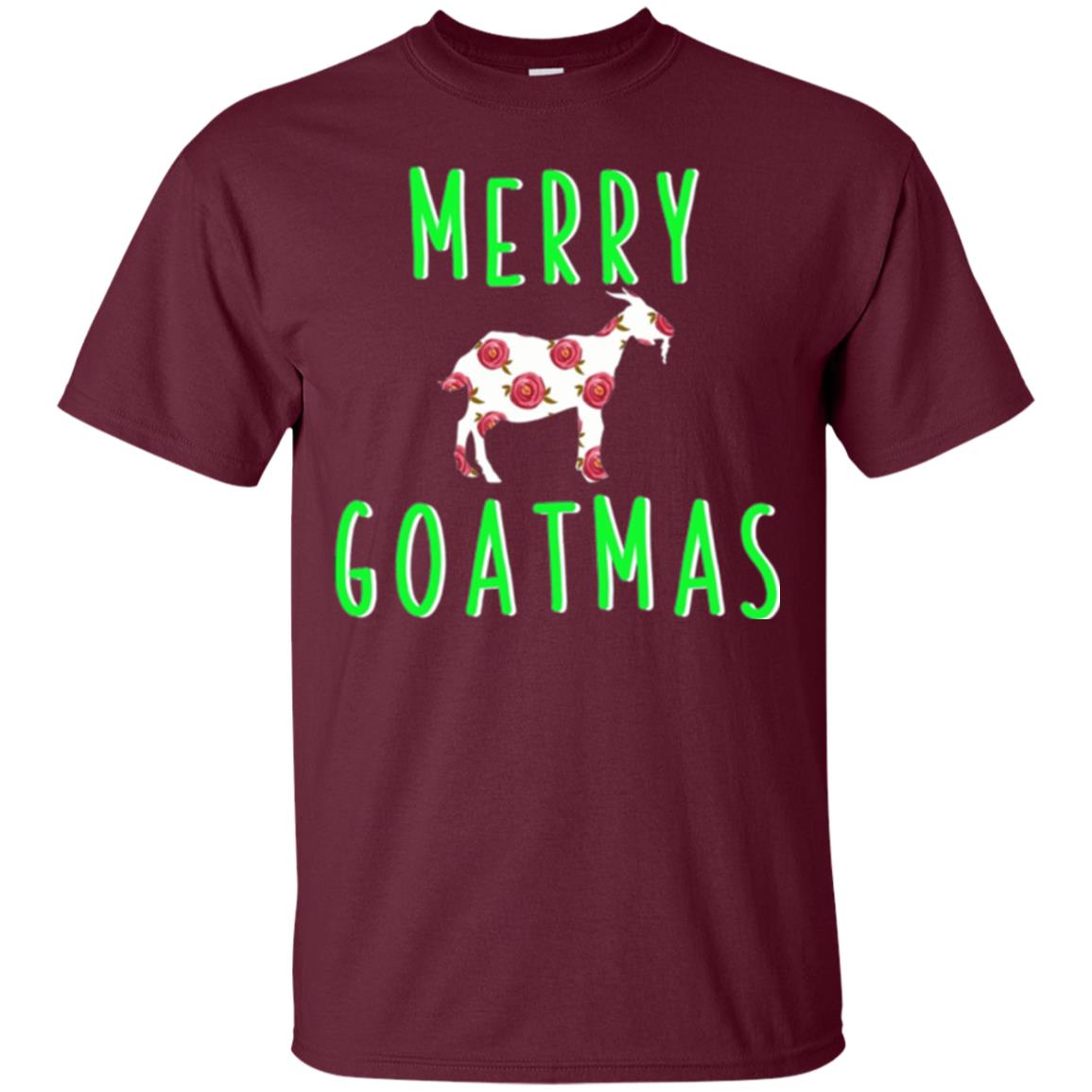 Goat Lovers T-shirt Merry Goatmas Maroon