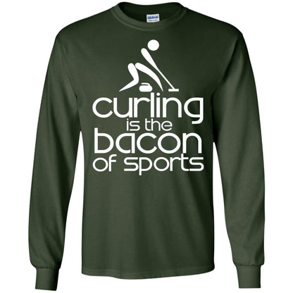 Funny Curling Is The Bacon Of Sports T-shirt Forest Green