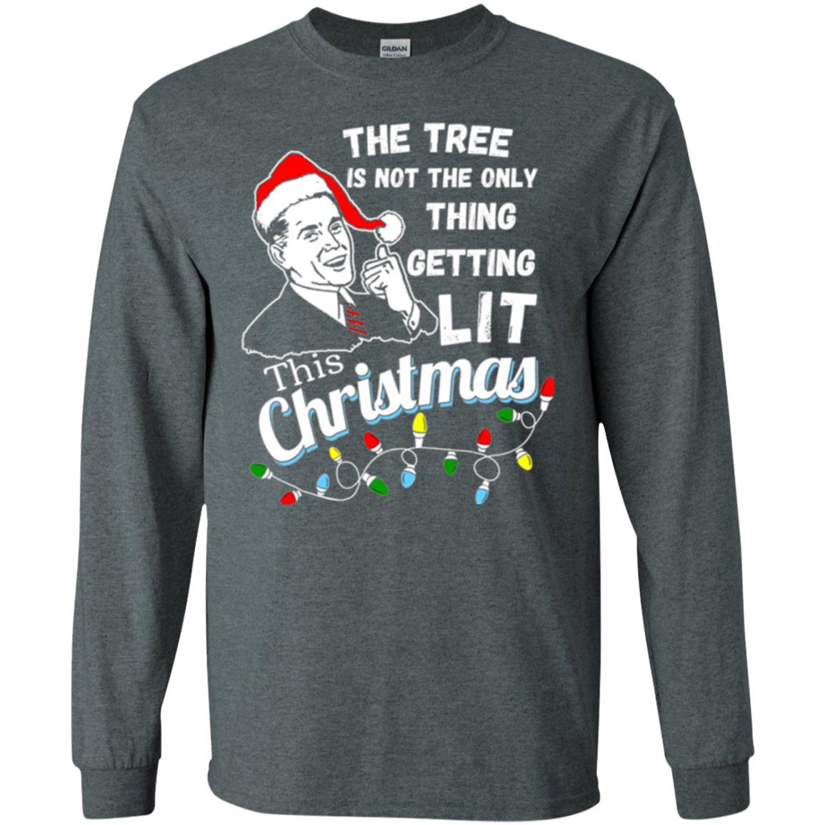 Christmas T-shirt The Tree Isn_t The Only Thing Getting Lit This Christmas Dark Heather