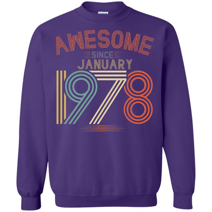 Funny 40th Birthday T-shirt Awesome Since January 1978 Purple
