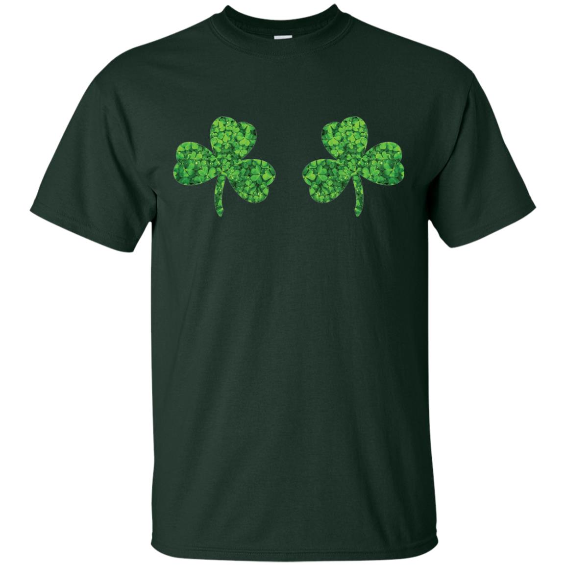 Shamrock Boobs Funny Saint Patrick_s Day T-shirt Forest