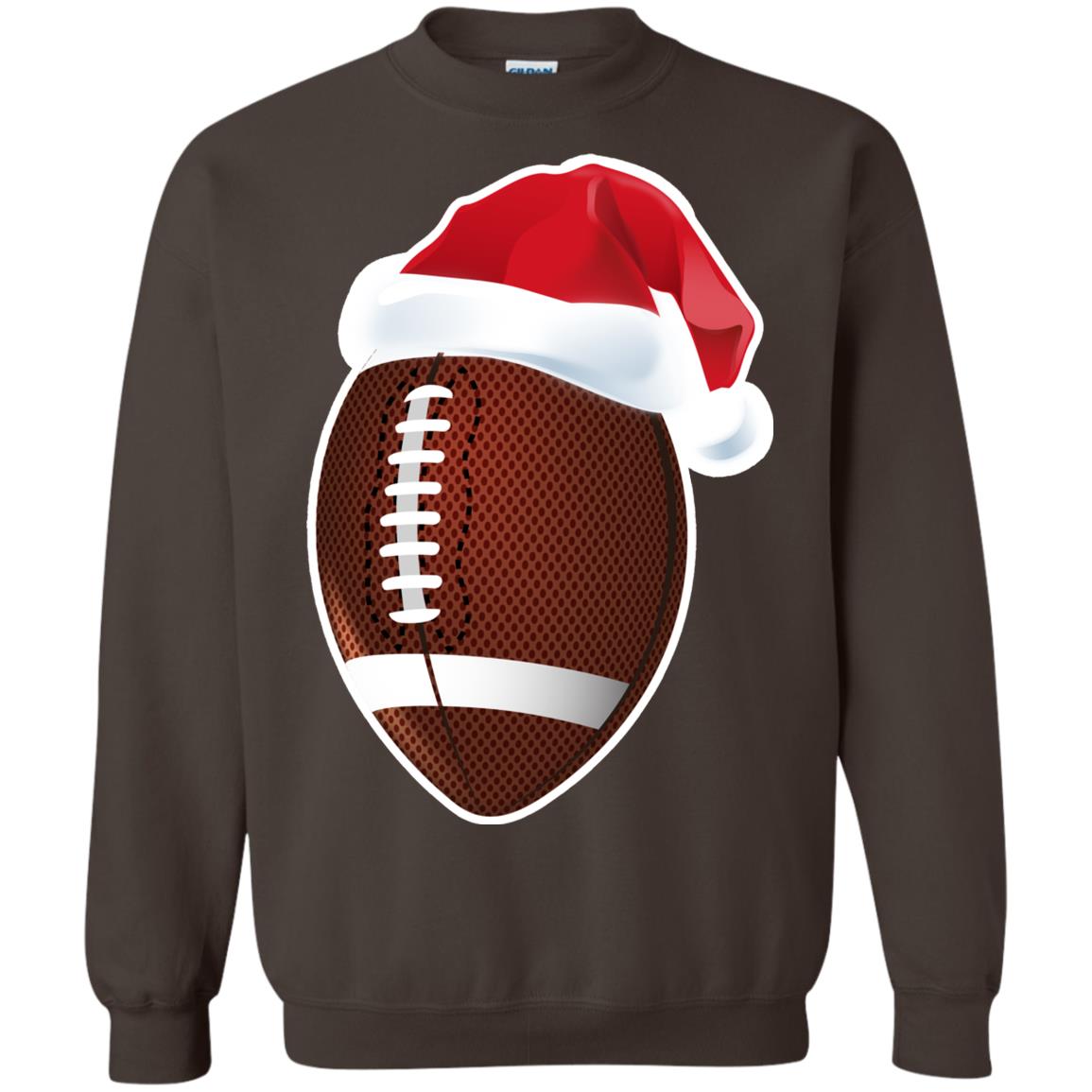 Football With Santa Claus Hat X-mas Shirt For Football Lovers Dark Chocolate