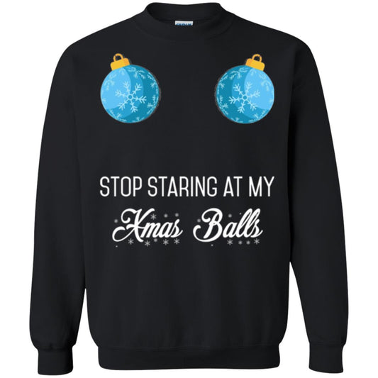 Christmas T-shirt Stop Staring At My Xmas Balls Black