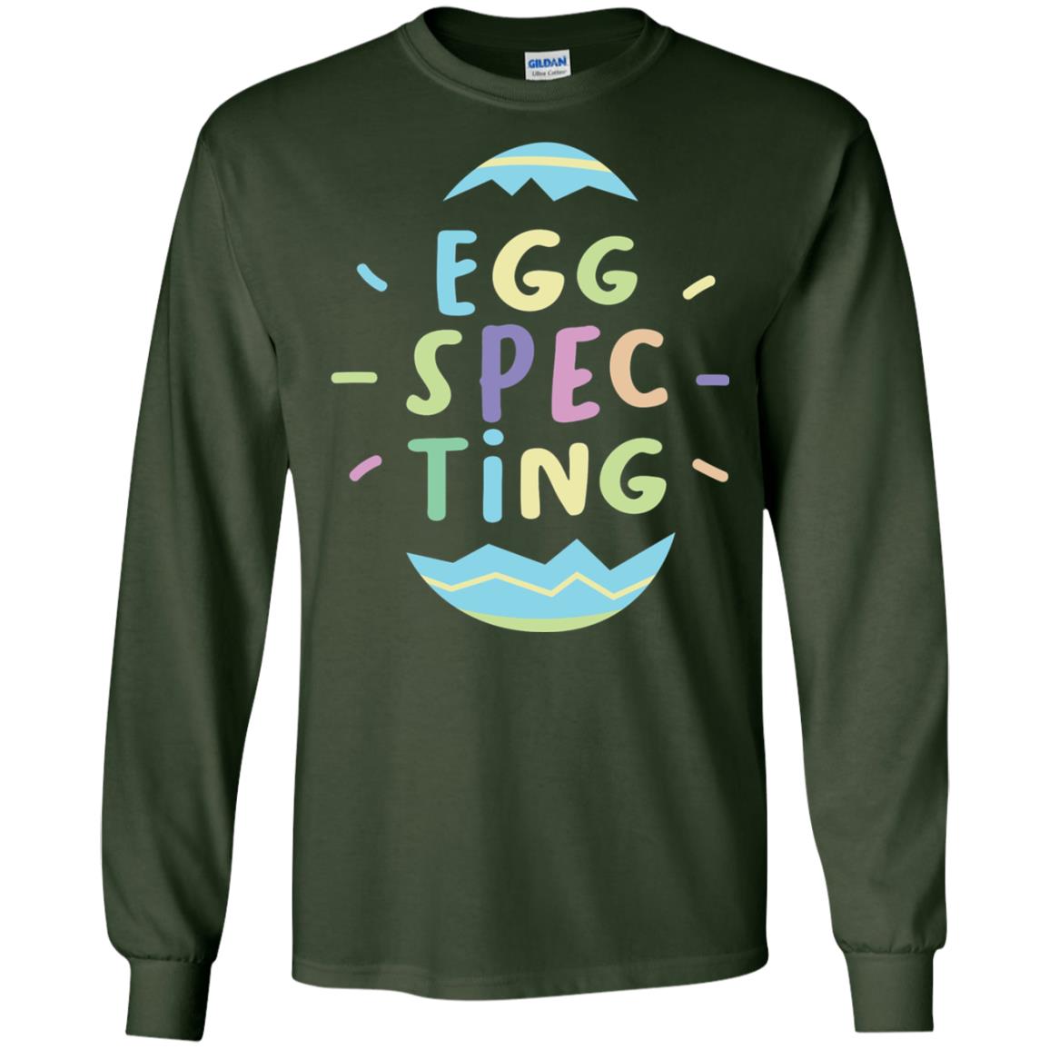 Eggspecting Funny Pregnancy Pregnant Easter Shirt Forest Green