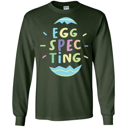 Eggspecting Funny Pregnancy Pregnant Easter Shirt Forest Green