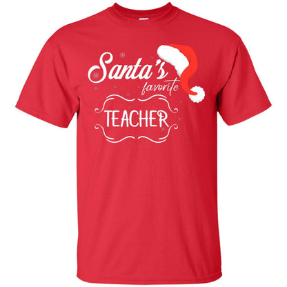 Santa's Favorite Teacher Teaching X-mas Gift Shirt For Teachers Red