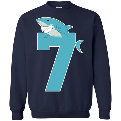 7th Birthday Shark Party Shirt Navy