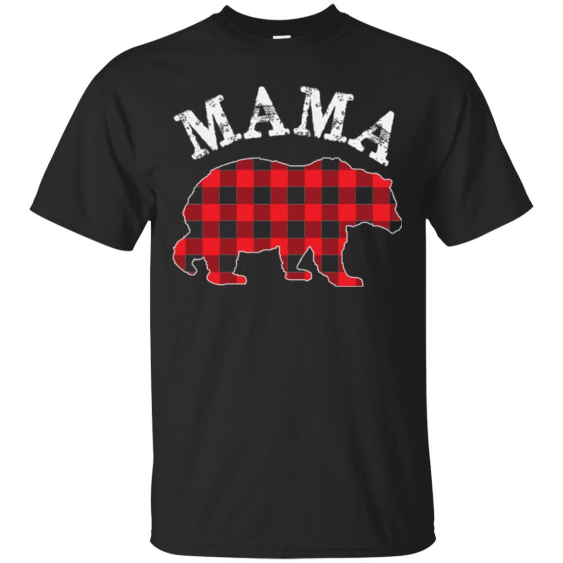 Mama T-shirt Red Plaid Mama Bear Black