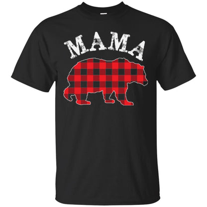 Mama T-shirt Red Plaid Mama Bear Black