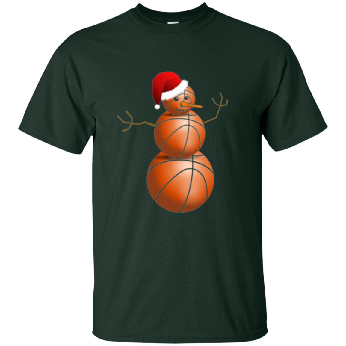 Christmas T-shirt Basketball Snowman Forest Green
