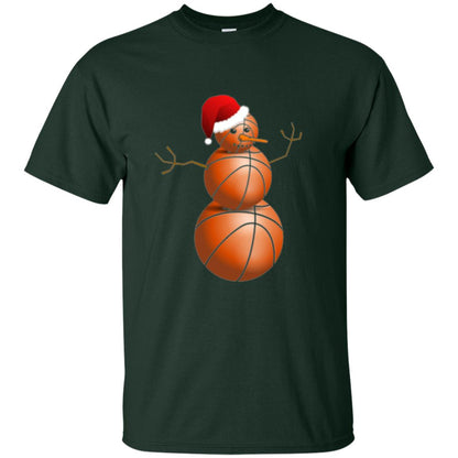 Christmas T-shirt Basketball Snowman Forest Green