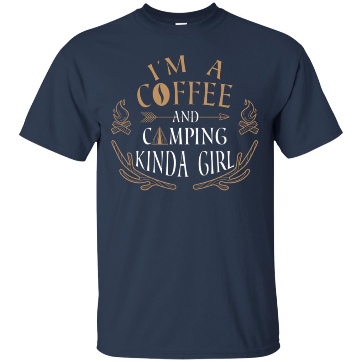 I'm A Coffee And Camping Kinda Girl Shirt Navy